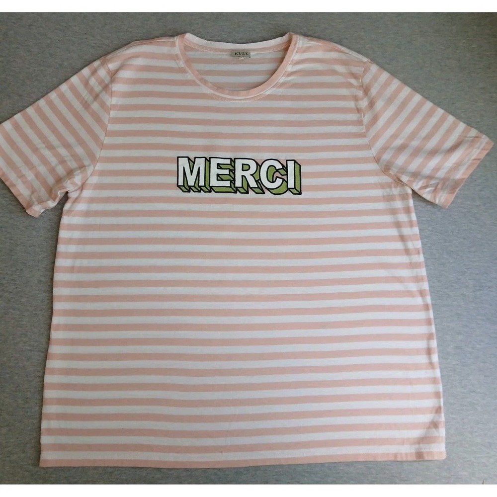 Kule Top Large Modern Merci Tee Striped Casual Everyday Boho Cotton Lightweight